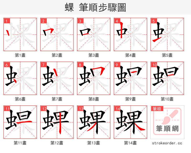 蜾 的笔顺分步演示