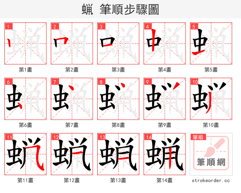 蝋 的笔顺分步演示