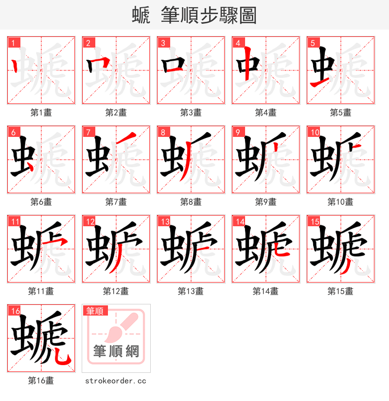 螔 的笔顺分步演示