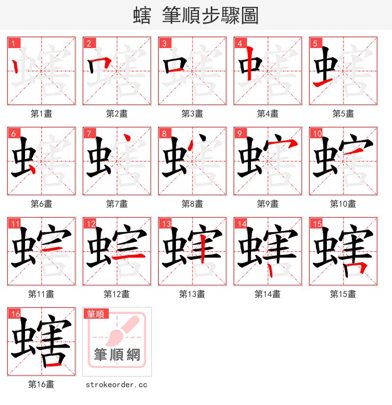 螛 的笔顺分步演示