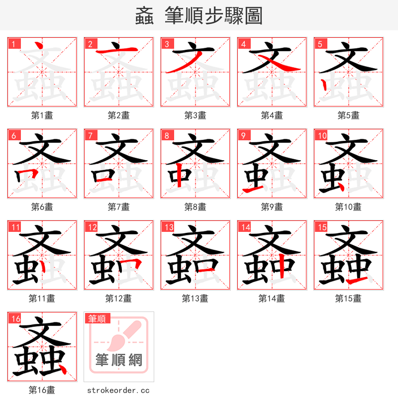 螡 的笔顺分步演示