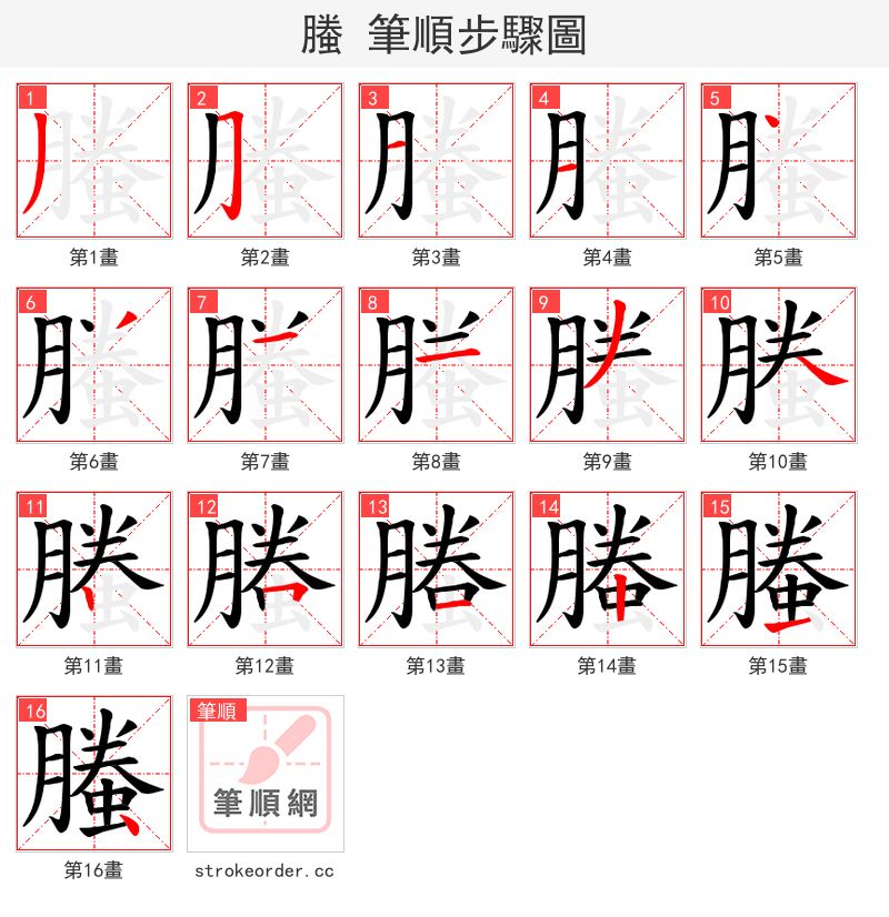 螣 的笔顺分步演示
