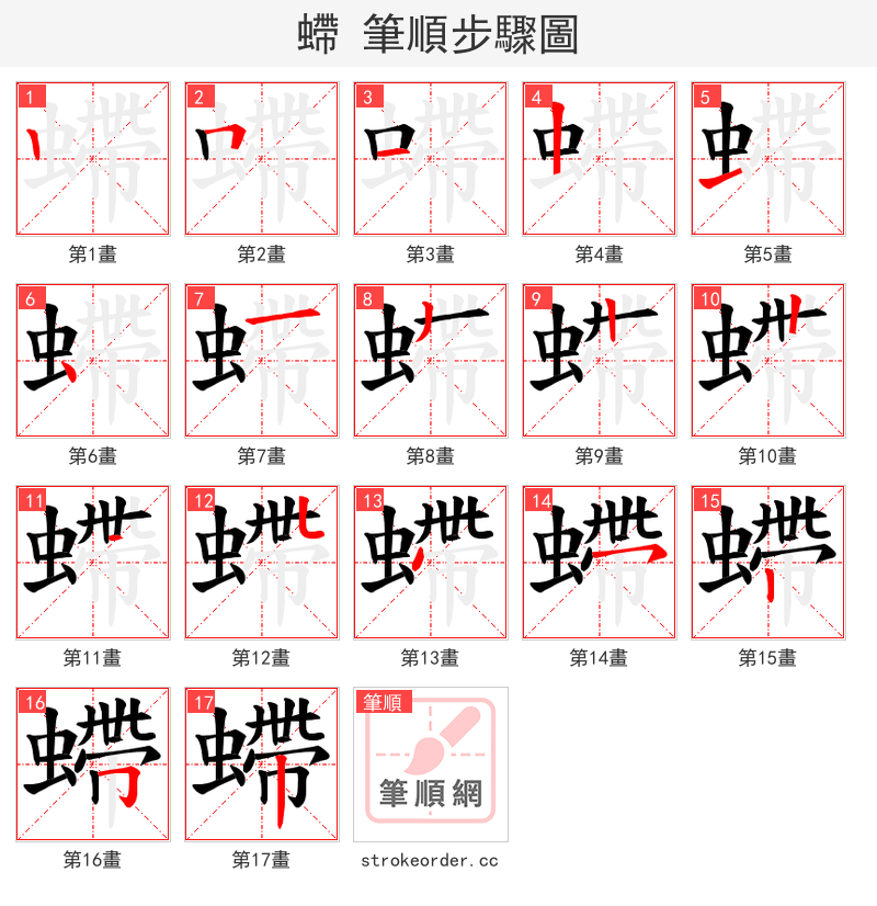 螮 的笔顺分步演示