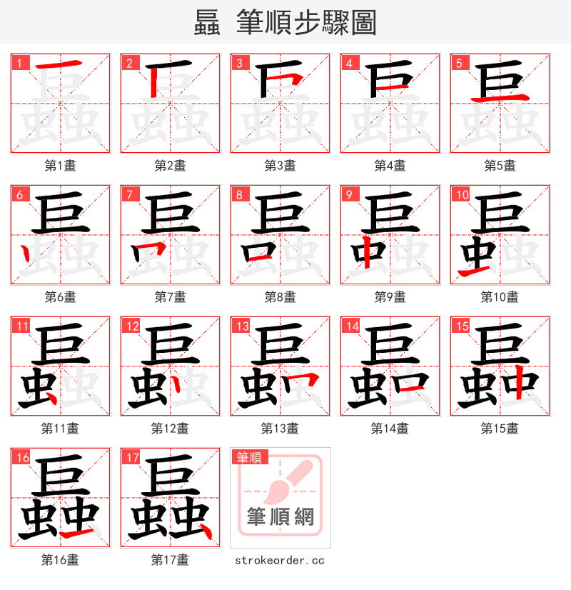 螶 的笔顺分步演示