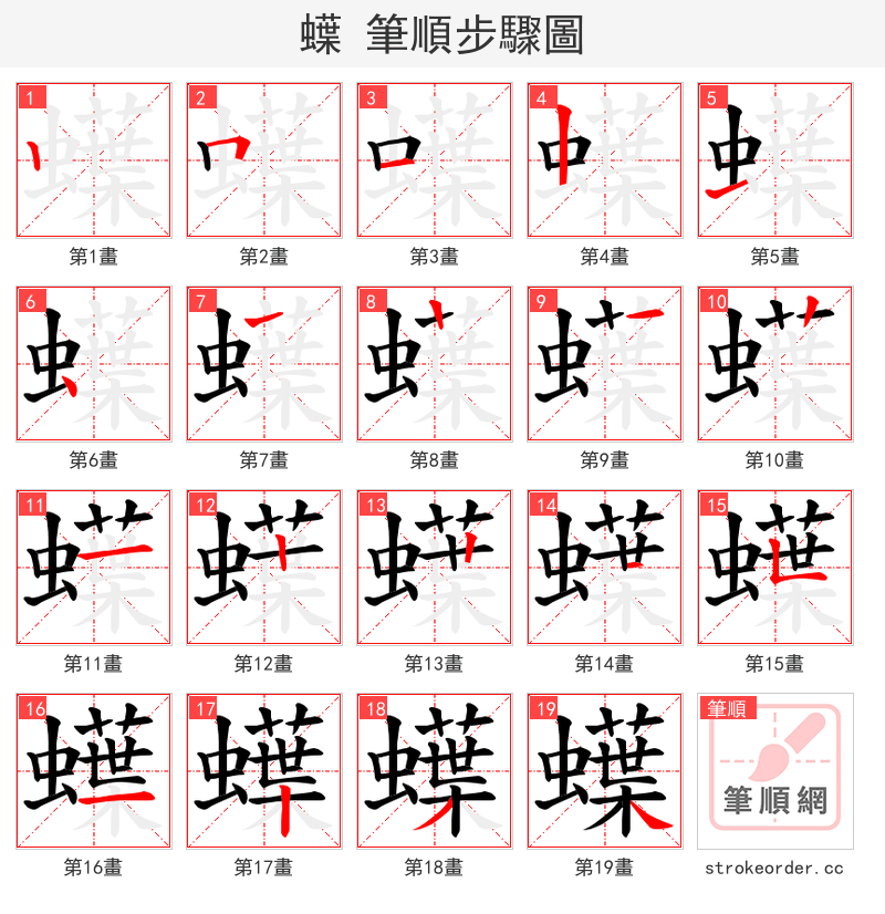 蠂 的笔顺分步演示