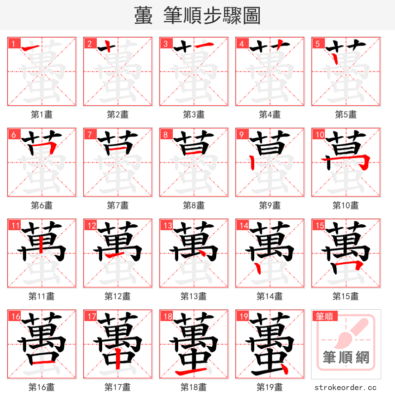 蠆 的笔顺分步演示
