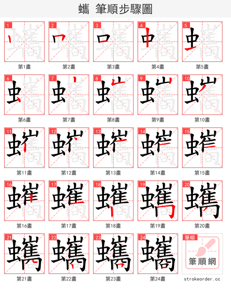 蠵 的笔顺分步演示