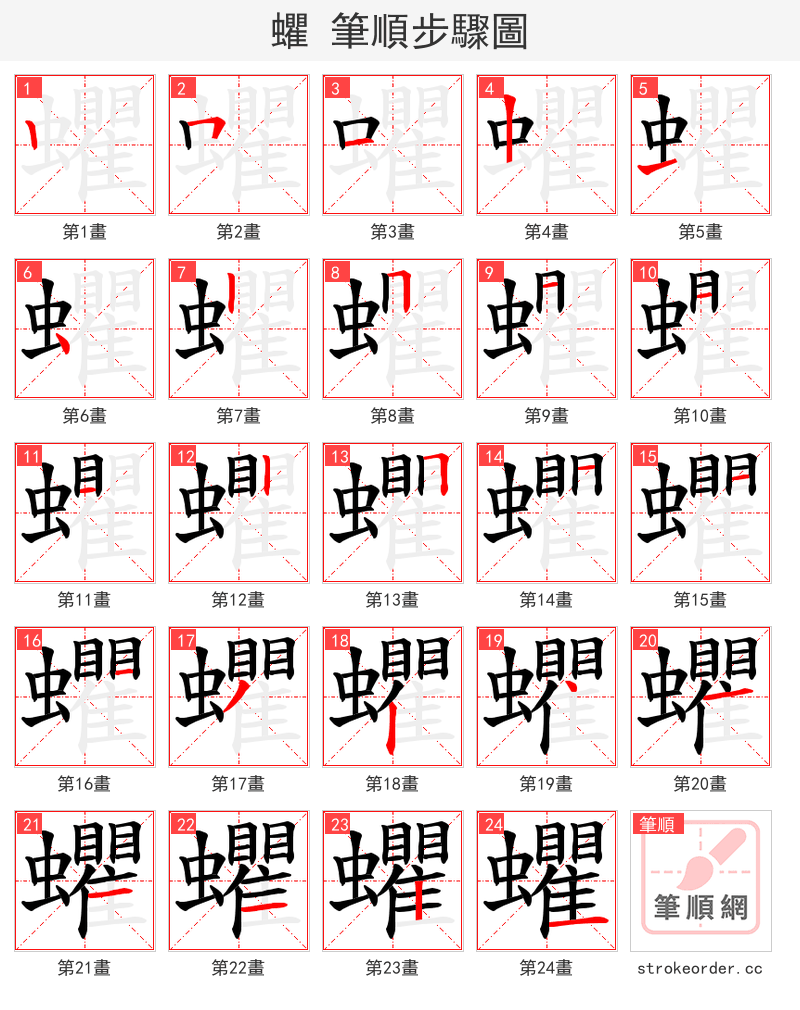 蠷 的笔顺分步演示