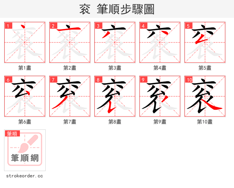 衮 的笔顺分步演示