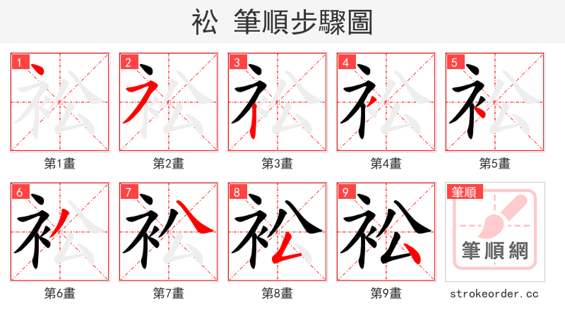 衳 的笔顺分步演示