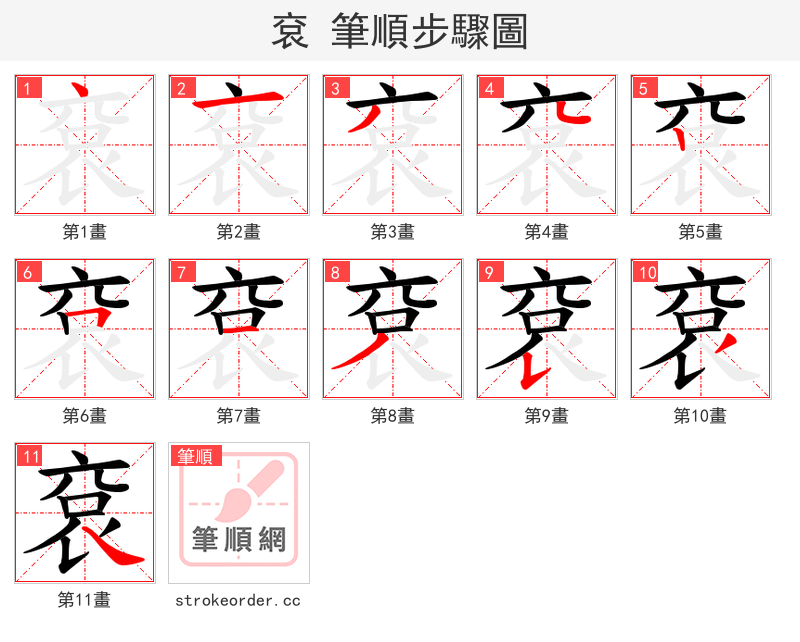 袞 的笔顺分步演示