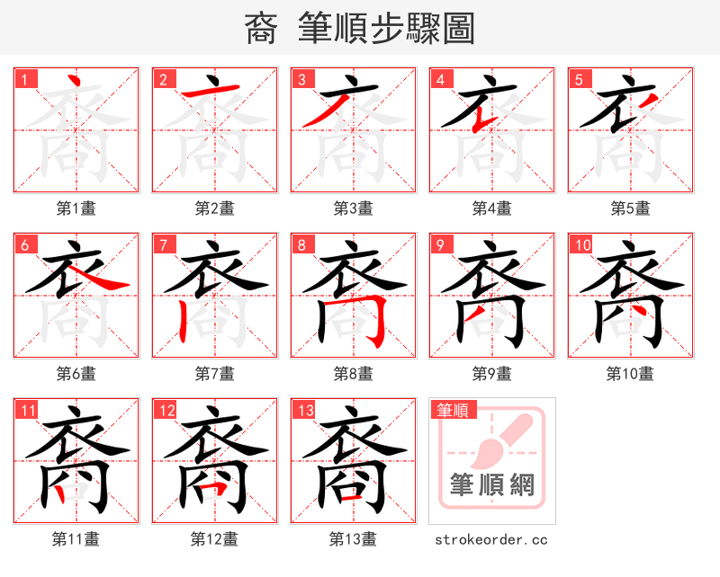 裔 的笔顺分步演示