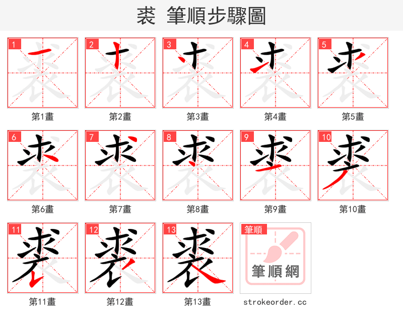 裘 的笔顺分步演示
