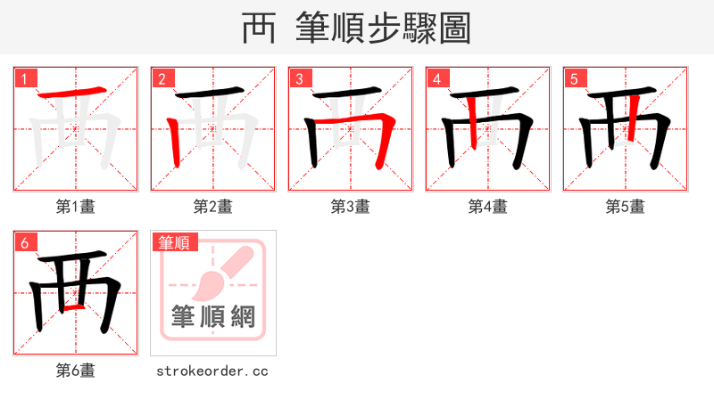 襾 的笔顺分步演示