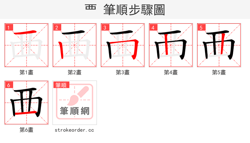 覀 的笔顺分步演示