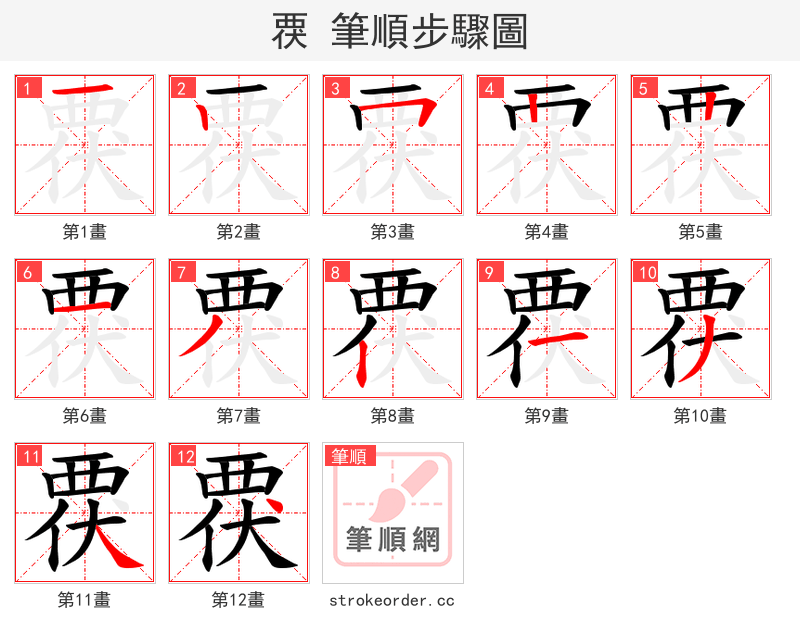 覄 的笔顺分步演示