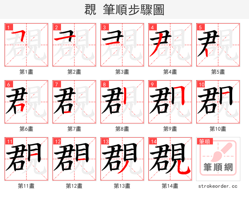 覠 的笔顺分步演示