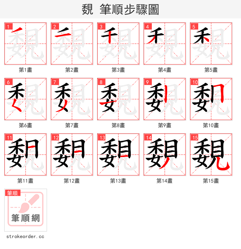 覣 的笔顺分步演示
