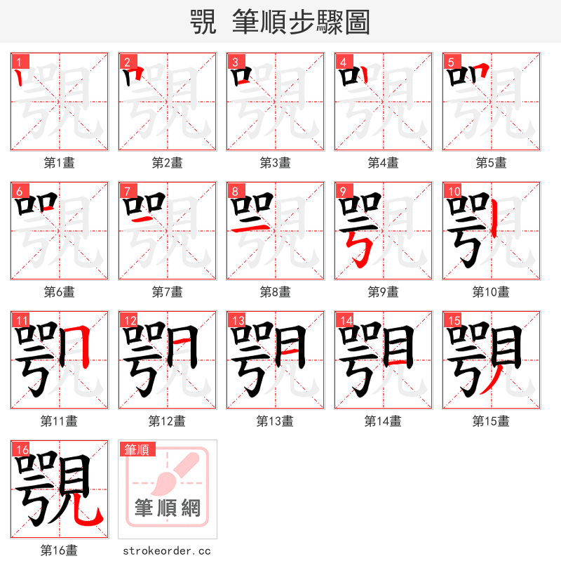 覨 的笔顺分步演示
