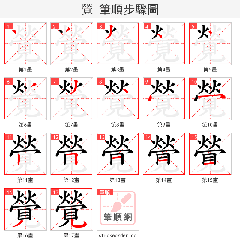 覮 的笔顺分步演示