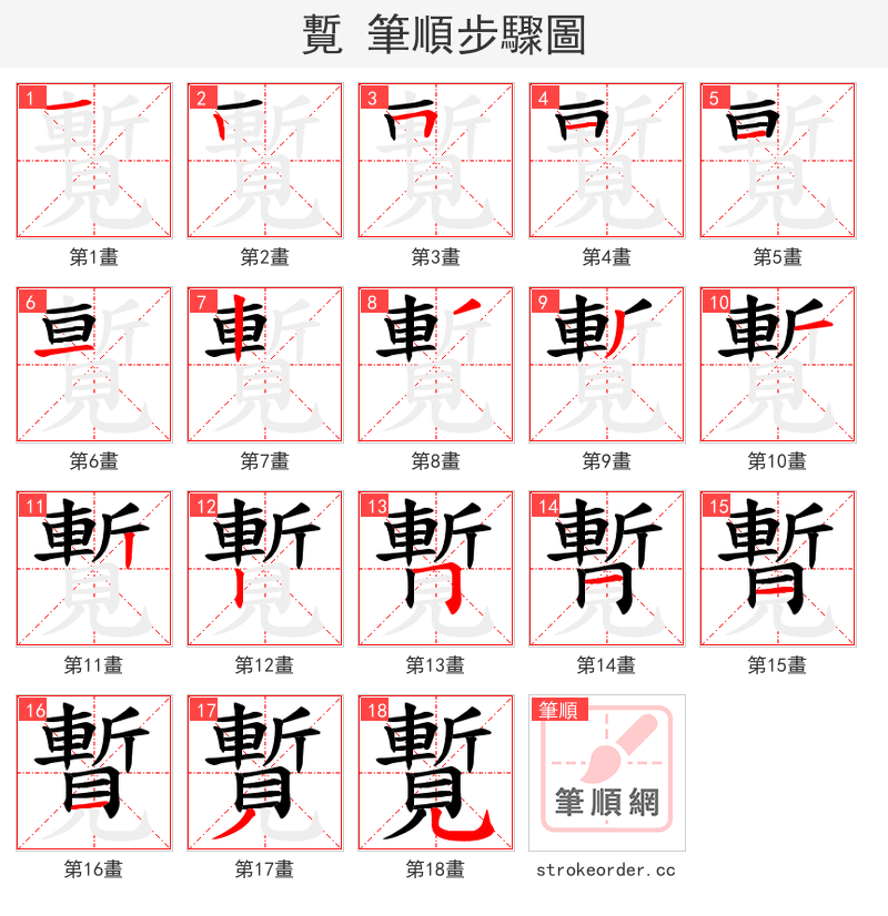 覱 的笔顺分步演示