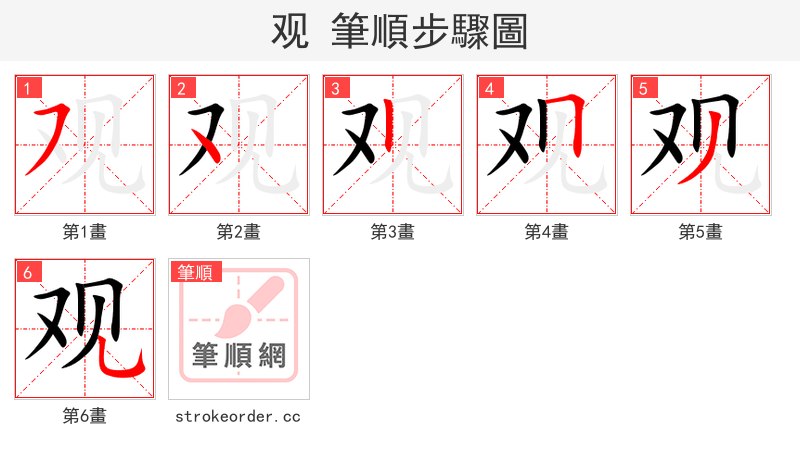 观 的笔顺分步演示