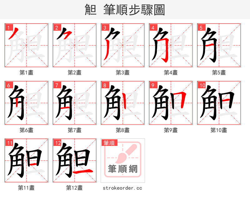 觛 的笔顺分步演示