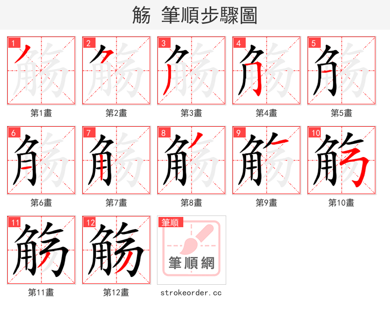 觞 的笔顺分步演示