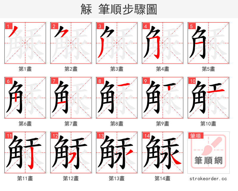 觨 的笔顺分步演示