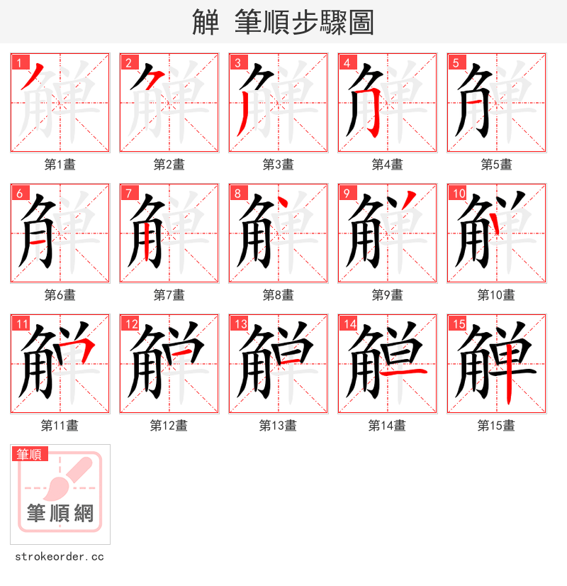觯 的笔顺分步演示