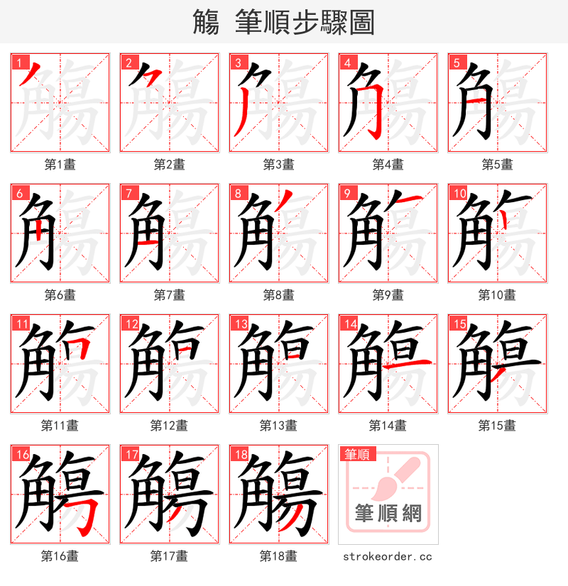 觴 的笔顺分步演示