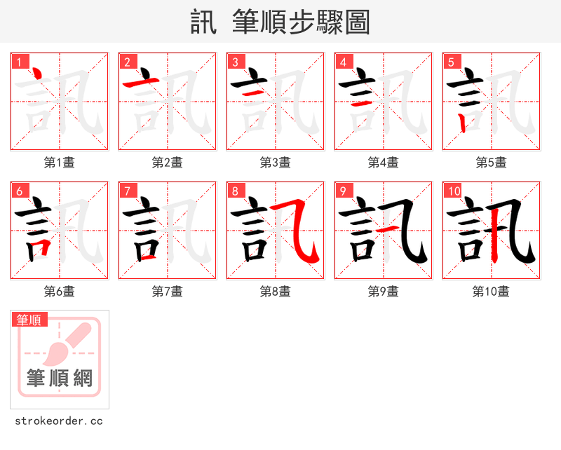 訊 的笔顺分步演示