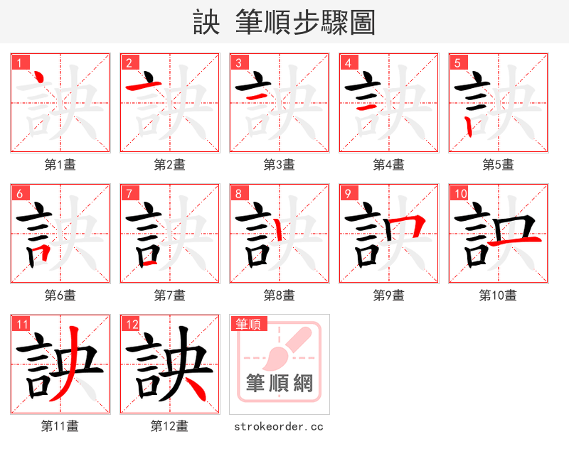 詇 的笔顺分步演示
