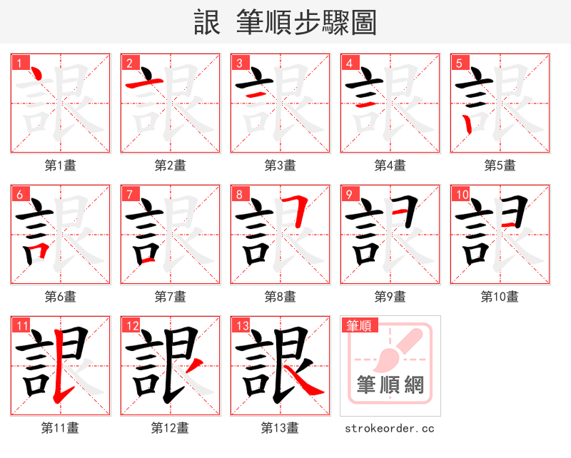詪 的笔顺分步演示