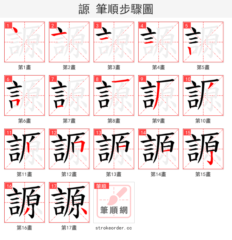謜 的笔顺分步演示