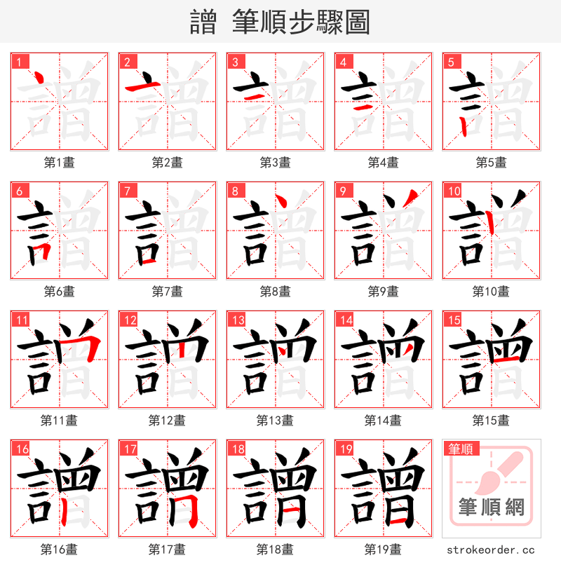 譄 的笔顺分步演示