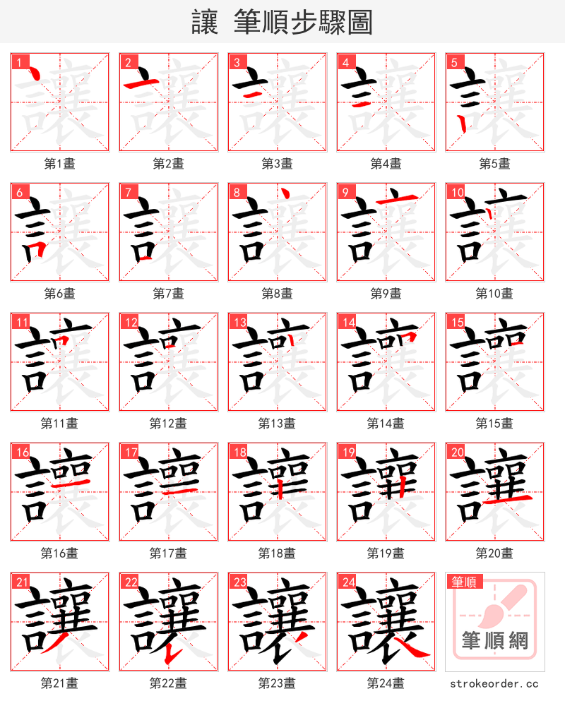 讓 的笔顺分步演示