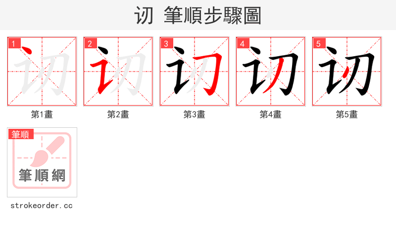 讱 的笔顺分步演示
