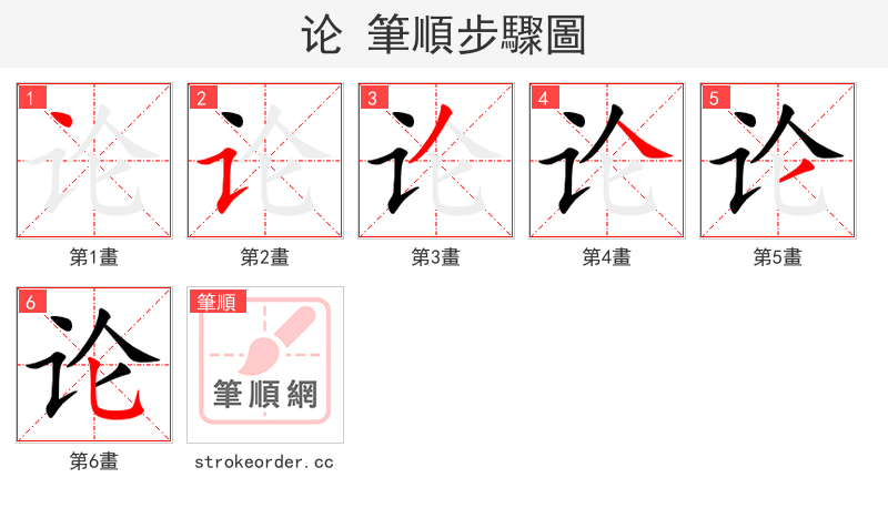 论 的笔顺分步演示