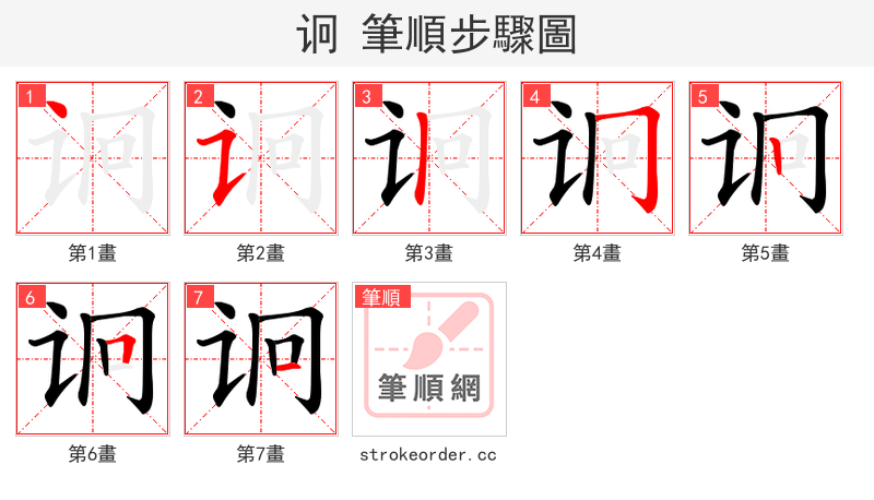 诇 的笔顺分步演示