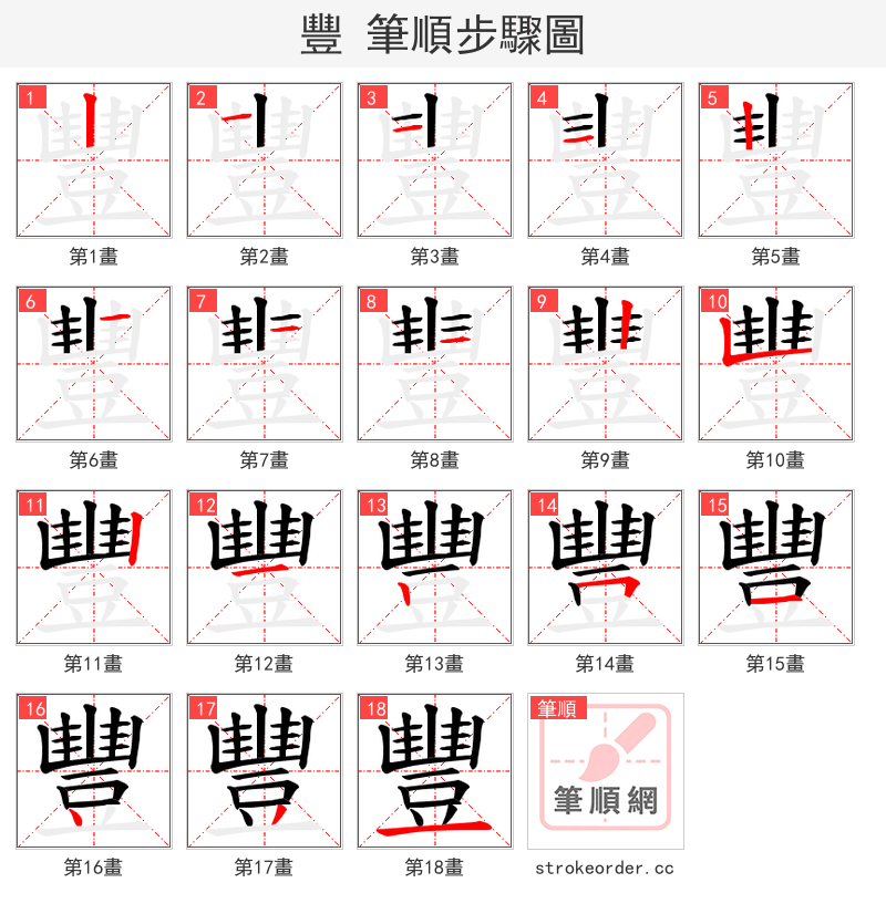 豐 的笔顺分步演示