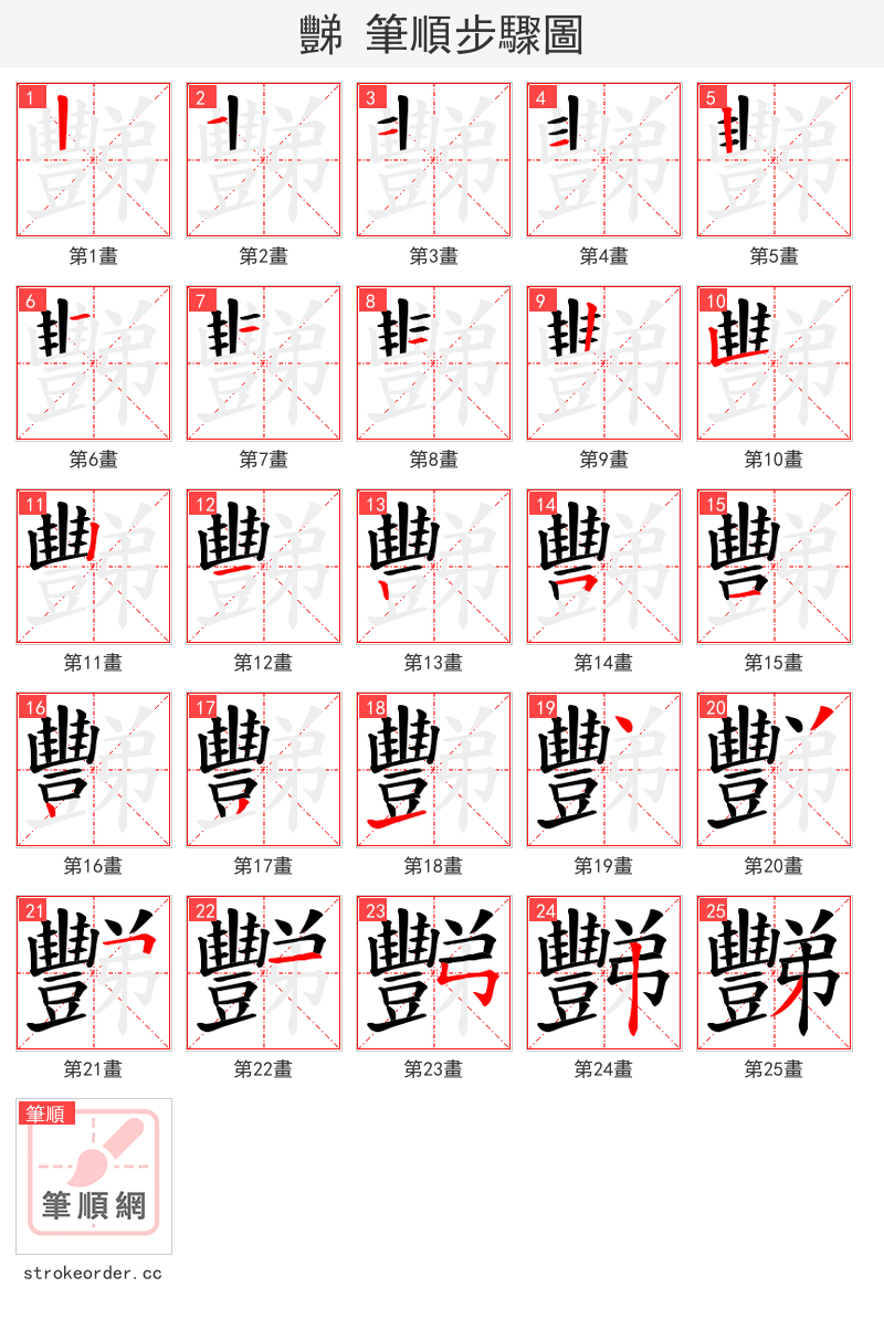 豒 的笔顺分步演示