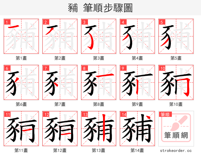 豧 的笔顺分步演示