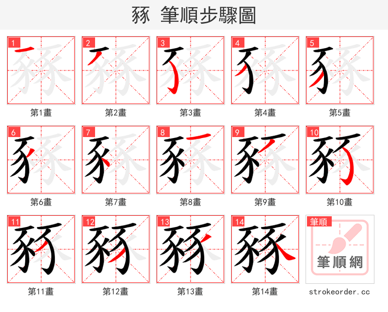 豩 的笔顺分步演示