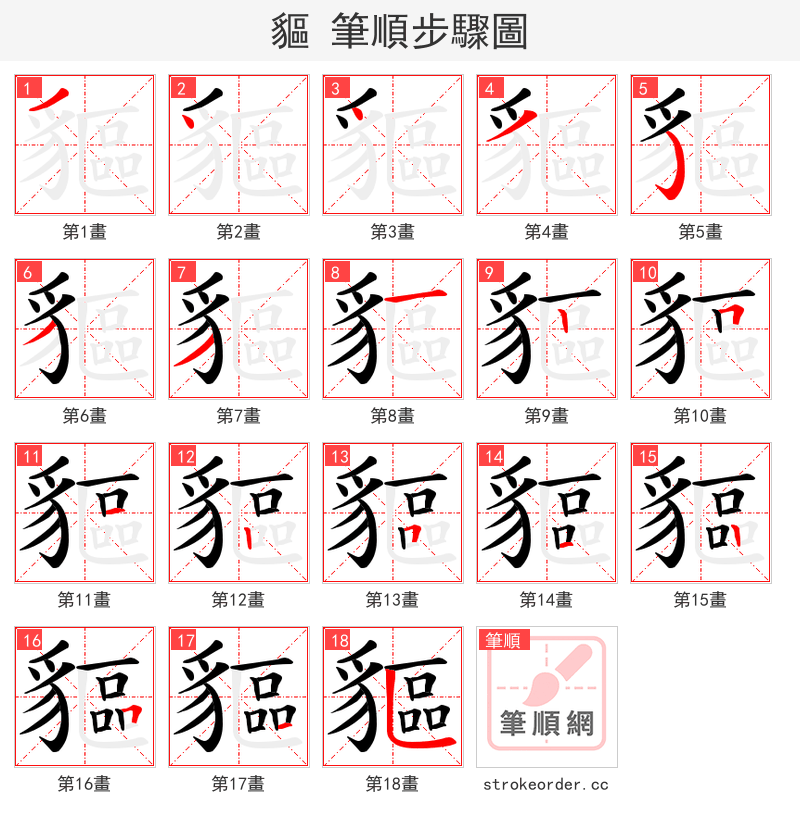 貙 的笔顺分步演示