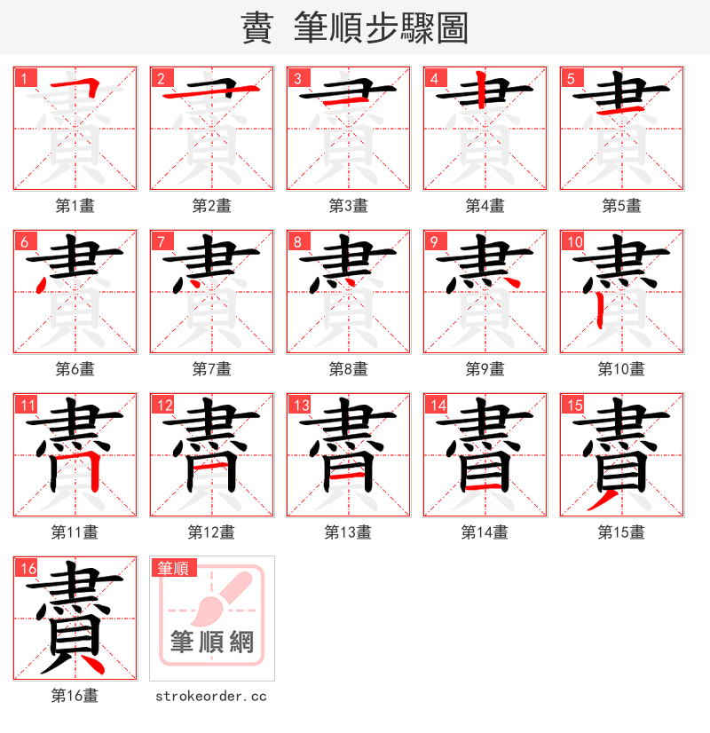 賮 的笔顺分步演示