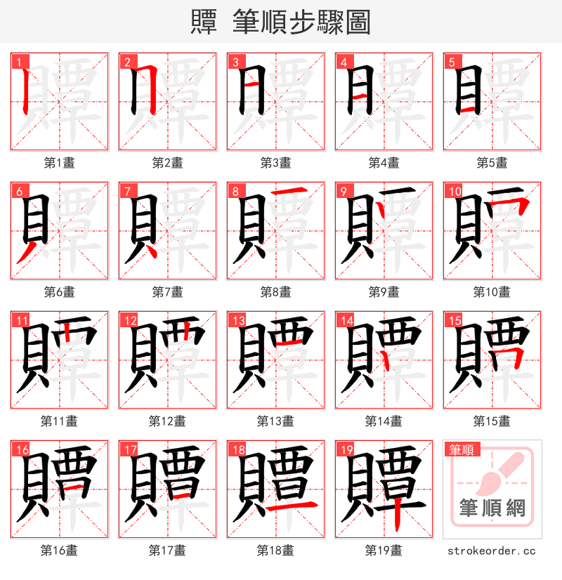 贉 的笔顺分步演示