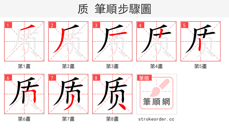 质 的笔顺分步演示