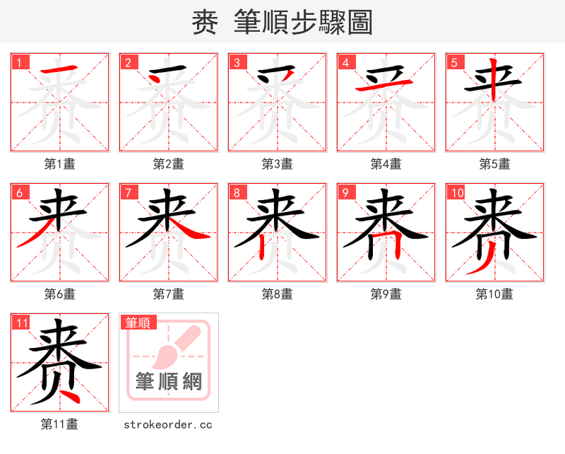 赉 的笔顺分步演示