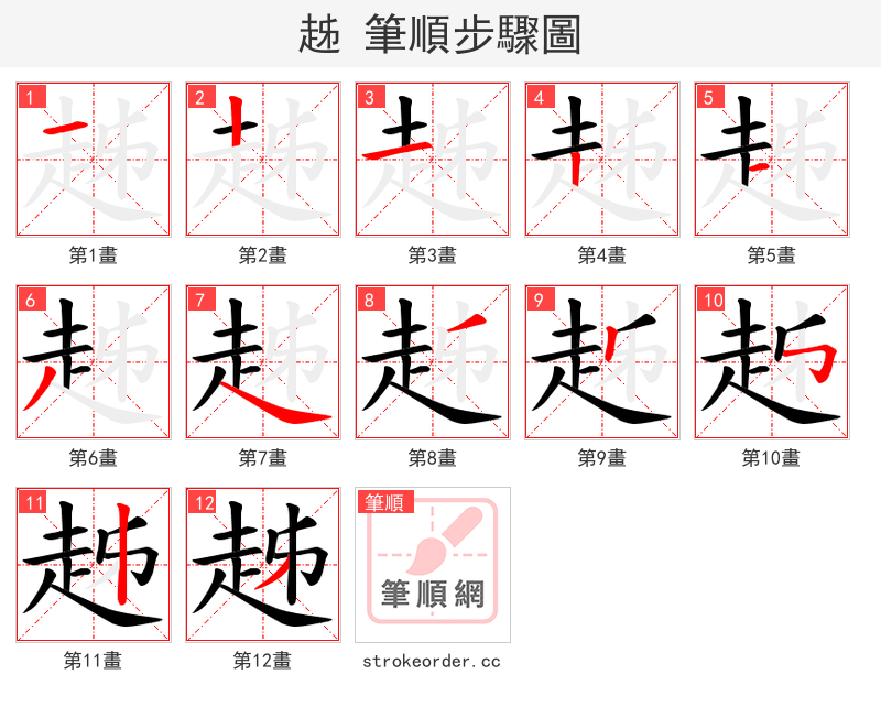 趀 的笔顺分步演示